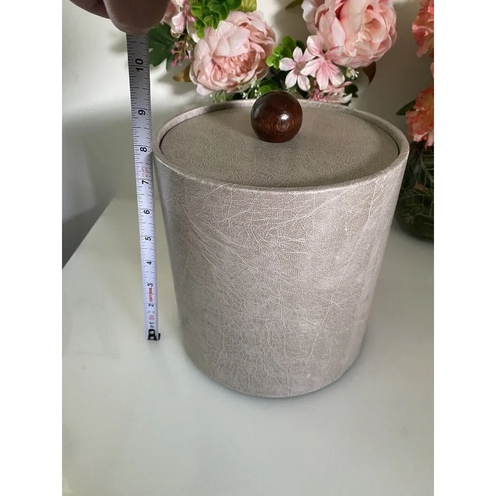 Made In USA‎ Wescon Taupe Leatherette and Wood 3-Quart Insulated Ice Bucket MCM